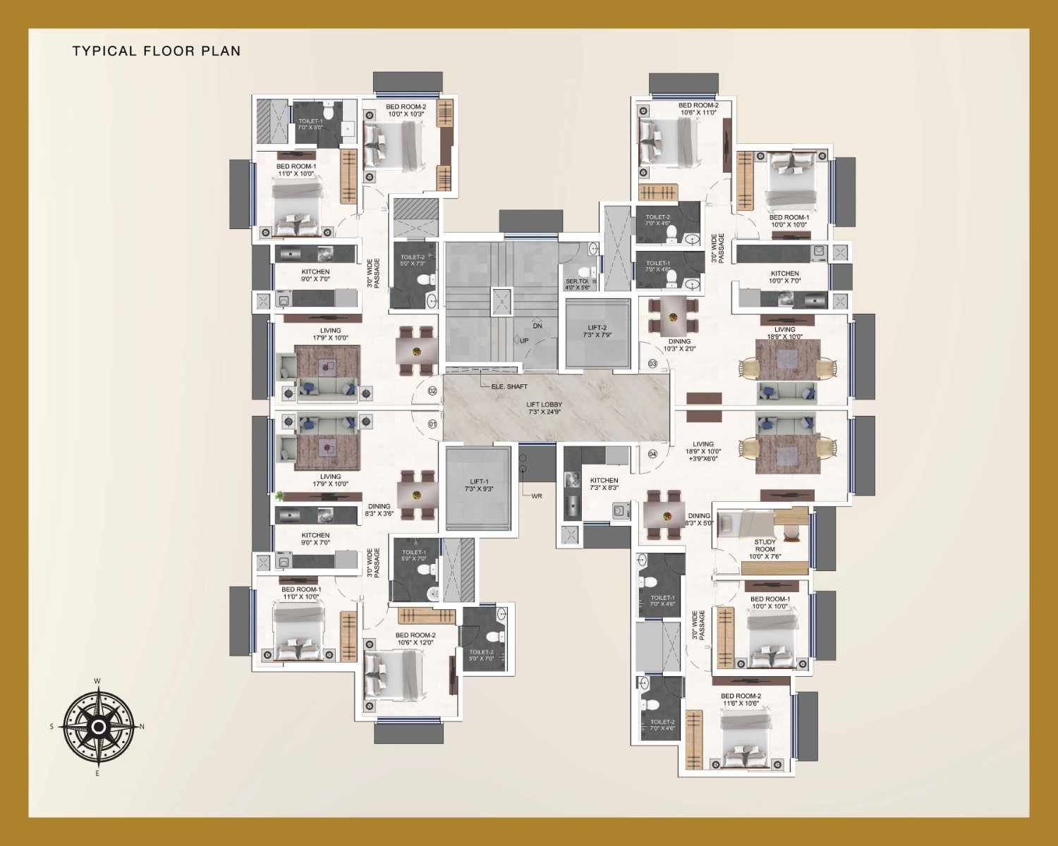 1BR floor plan